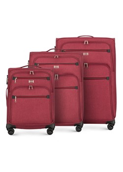 Zestaw walizek miękkich z czerwonym suwakiem ze sklepu WITTCHEN w kategorii Walizki - zdjęcie 145791554