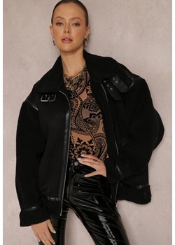 Czarna Kurtka Pilotka ze Sztucznym Barankowym Futerkiem Phaerehe ze sklepu Renee odzież w kategorii Kurtki damskie - zdjęcie 145825264