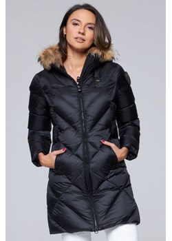 BLAUER - Długa czarna kurtka puchowa z kapturem ze sklepu outfit.pl w kategorii Kurtki damskie - zdjęcie 145826533