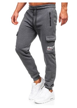 Antracytowe bojówki spodnie męskie joggery dresowe Denley JX6028 ze sklepu Denley w kategorii Spodnie męskie - zdjęcie 145905162
