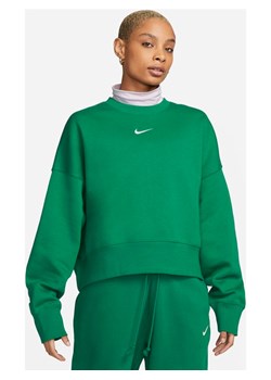 Damska bluza dresowa o dodatkowo powiększonym kroju półokrągłym dekoltem Nike Sportswear Phoenix Fleece - Zieleń ze sklepu Nike poland w kategorii Bluzy damskie - zdjęcie 145918183