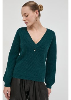 Patrizia Pepe sweter wełniany damski kolor zielony lekki ze sklepu ANSWEAR.com w kategorii Swetry damskie - zdjęcie 145922020