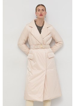 Elisabetta Franchi kurtka damska kolor beżowy zimowa ze sklepu ANSWEAR.com w kategorii Kurtki damskie - zdjęcie 145930023