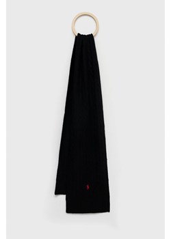 Polo Ralph Lauren szalik wełniany kolor czarny gładki ze sklepu ANSWEAR.com w kategorii Szaliki męskie - zdjęcie 145974550