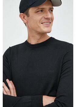 BOSS sweter wełniany męski kolor czarny ze sklepu ANSWEAR.com w kategorii Swetry męskie - zdjęcie 145974764