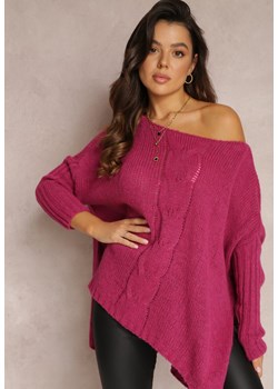 Fuksjowy Sweter Wełniany Oversize  Assa ze sklepu Renee odzież w kategorii Swetry damskie - zdjęcie 145977442