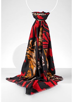 Czerwono-czarny szal ze zwierzęcym motywem ze sklepu Molton w kategorii Szaliki i chusty damskie - zdjęcie 145986144
