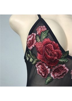 Body koronkowe z różami - Czarny / S ze sklepu Valetta.pl w kategorii Body damskie - zdjęcie 146013583