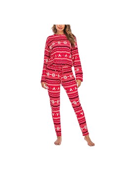 Długa piżama damska z motywem świątecznym - Czerwony / S ze sklepu Valetta.pl w kategorii Piżamy damskie - zdjęcie 146022280