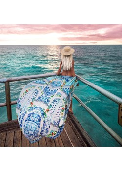 Długie kimono plażowe w kolorowe wzory - Niebieski / Uniwersalny ze sklepu Valetta.pl w kategorii Odzież plażowa - zdjęcie 146022284
