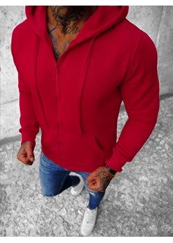 Bluza męska z kapturem rozpinana ciemno-czerwona OZONEE JS/2008Z ze sklepu ozonee.pl w kategorii Bluzy męskie - zdjęcie 146028581