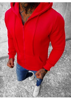 Bluza męska z kapturem rozpinana czerwona OZONEE JS/2008Z ze sklepu ozonee.pl w kategorii Bluzy męskie - zdjęcie 146028593