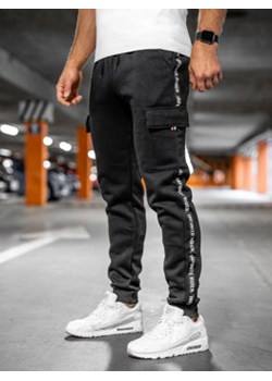 Czarne grube bojówki spodnie męskie joggery dresowe Denley JX8715A ze sklepu Denley w kategorii Spodnie męskie - zdjęcie 146047993