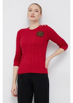 Lauren Ralph Lauren sweter bawełniany damski kolor czerwony lekki ze sklepu ANSWEAR.com w kategorii Swetry damskie - zdjęcie 146166570