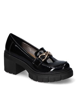 Półbuty For-But 016 Czarne lakier ozdoba ze sklepu Arturo-obuwie w kategorii Półbuty damskie - zdjęcie 146181253