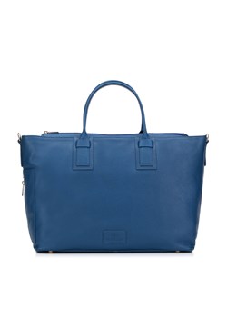 Torebka kuferek skórzana z boczną kieszonką ciemnoniebieska ze sklepu WITTCHEN w kategorii Torby Shopper bag - zdjęcie 146183543