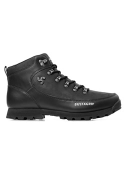 Skórzane buty męskie trekkingowe czarne Outback Bustagrip ze sklepu ButyModne.pl w kategorii Buty trekkingowe męskie - zdjęcie 146247331