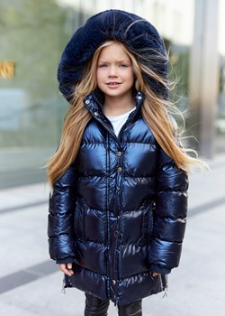 Aubrey Zimowy Metaliczny Płaszcz Dziecięcy dla Dziewczynki Kolor Blue ze sklepu Ligari w kategorii Kurtki dziewczęce - zdjęcie 146312161