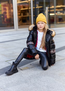 Future Zimowa Metaliczna Kurtka Dziecięca dla Dziewczynki  UNISEX Kolor Black ze sklepu Ligari w kategorii Kurtki dziewczęce - zdjęcie 146312163