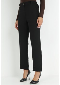 Czarne Spodnie Regular Garniturowe Gazi ze sklepu Born2be Odzież w kategorii Spodnie damskie - zdjęcie 146334982
