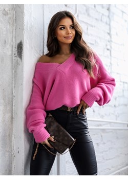 Sweter Lirossa Różowy ze sklepu Lisa Mayo w kategorii Swetry damskie - zdjęcie 146368402