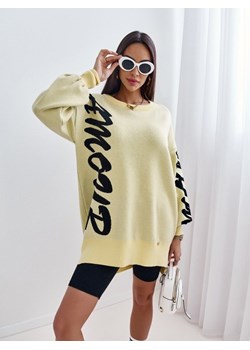 Sweter Text Żółty ze sklepu Lisa Mayo w kategorii Swetry damskie - zdjęcie 146369340