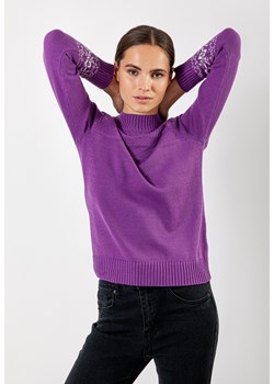 Fioletowy sweter z motywem zimowym ze sklepu Molton w kategorii Swetry damskie - zdjęcie 146388240