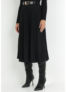 Czarna Spódnica Plisowana z Paskiem Onie ze sklepu Born2be Odzież w kategorii Spódnice - zdjęcie 146395082