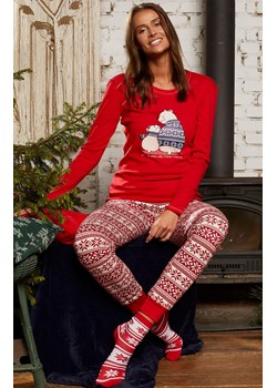 Piżama damska świąteczna z długim rękawem i długimi nogawkami czerwona Arktyka, Kolor czerwony-wzór, Rozmiar S, Italian Fashion ze sklepu Intymna w kategorii Piżamy damskie - zdjęcie 146400623