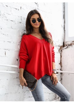 Sweter Classico Czerwony ze sklepu Lisa Mayo w kategorii Swetry damskie - zdjęcie 146415140