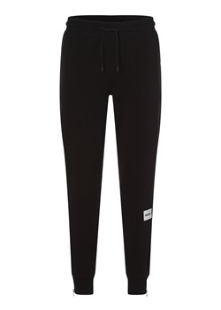 HUGO Spodnie dresowe Mężczyźni Materiał dresowy czarny jednolity ze sklepu vangraaf w kategorii Spodnie męskie - zdjęcie 146516271