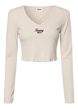 Tommy Jeans Damska koszulka z długim rękawem Kobiety Dżersej kitt jednolity ze sklepu vangraaf w kategorii Bluzki damskie - zdjęcie 146518970