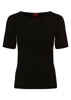 HUGO T-shirt damski Kobiety Dżersej czarny jednolity ze sklepu vangraaf w kategorii Bluzki damskie - zdjęcie 146519363