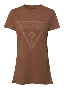 GUESS T-shirt damski Kobiety Bawełna brązowy nadruk ze sklepu vangraaf w kategorii Bluzki damskie - zdjęcie 146523444