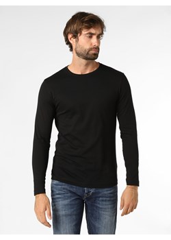 Nils Sundström Męska koszulka z długim rękawem Mężczyźni Bawełna czarny jednolity ze sklepu vangraaf w kategorii T-shirty męskie - zdjęcie 146523932