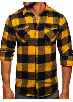 Camelowa koszula męska flanelowa z długim rękawem Denley 20723 ze sklepu Denley w kategorii Koszule męskie - zdjęcie 146529531