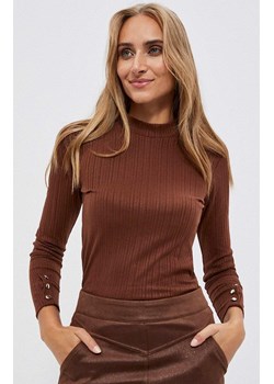 Bluzka z prążkowanej dzianiny w kolorze brązowym 3909, Kolor brązowy, Rozmiar XS, Moodo ze sklepu Primodo w kategorii Bluzki damskie - zdjęcie 146546891