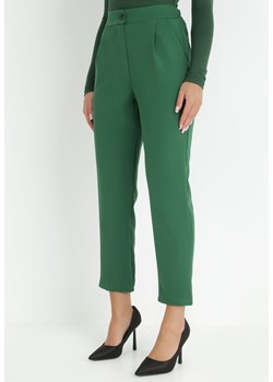 Zielone Spodnie Cygaretki Borlo ze sklepu Born2be Odzież w kategorii Spodnie damskie - zdjęcie 146579193