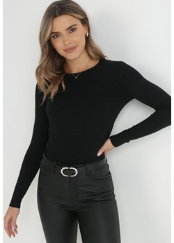 Czarny Sweter z Okrągłym Dekoltem Gładki Irishi ze sklepu Born2be Odzież w kategorii Swetry damskie - zdjęcie 146609950