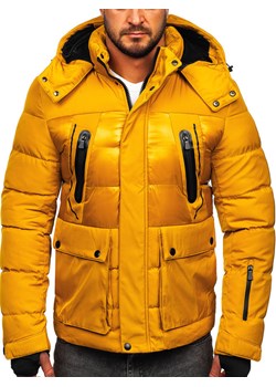 Camelowa pikowana kurtka męska zimowa Denley 99527 ze sklepu Denley w kategorii Kurtki męskie - zdjęcie 146629281