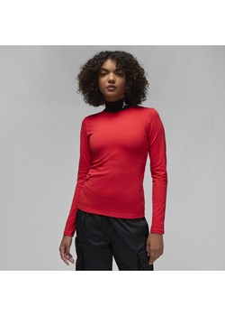 Damska koszulka z długim rękawem i półgolfem Jordan Flight - Czerwony ze sklepu Nike poland w kategorii Bluzki damskie - zdjęcie 146639614