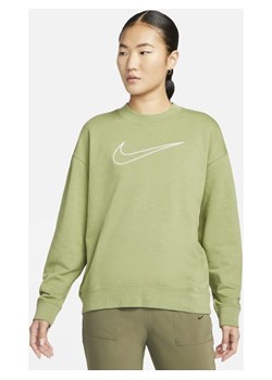 Damska bluza dresowa z półokrągłym dekoltem i grafiką Nike Dri-FIT Get FIT - Zieleń ze sklepu Nike poland w kategorii Bluzy damskie - zdjęcie 146639633