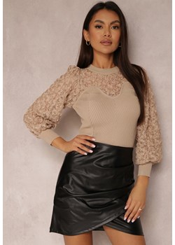 Czarna Spódnica  z Imitacji Skóry Marszczona Asymetryczna Bolno ze sklepu Renee odzież w kategorii Spódnice - zdjęcie 146661220