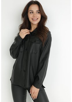 Czarna Koszula z Imitacji Skóry Chiphi ze sklepu Born2be Odzież w kategorii Koszule damskie - zdjęcie 146687044