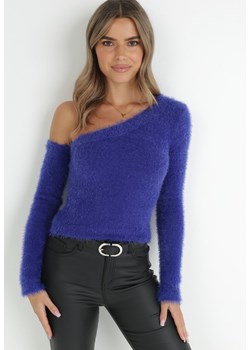Granatowy Sweter na Jedno Ramię Yile ze sklepu Born2be Odzież w kategorii Swetry damskie - zdjęcie 146687110