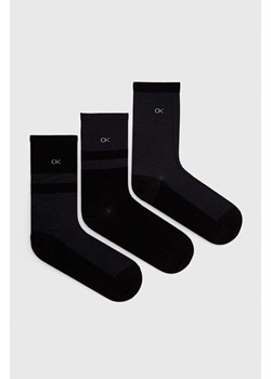 Calvin Klein skarpetki 3-pack damskie kolor czarny ze sklepu ANSWEAR.com w kategorii Skarpetki damskie - zdjęcie 146688231