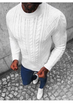 Sweter męski biały OZONEE NB/MM6010/1 ze sklepu ozonee.pl w kategorii Swetry męskie - zdjęcie 146698081