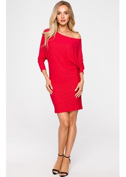 Sukienka z dekoltem opadającym na ramię w kolorze czerwonym M723, Kolor czerwony, Rozmiar L, MOE ze sklepu Primodo w kategorii Sukienki - zdjęcie 146703452