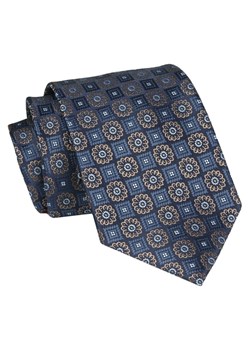 Męski Krawat -  Granatowy w Geometryczny Wzór - Angelo di Monti  KRADM1950 ze sklepu JegoSzafa.pl w kategorii Krawaty - zdjęcie 146748362