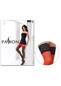 Passion - Lace Stockings ST120, 20 Den, noir/red